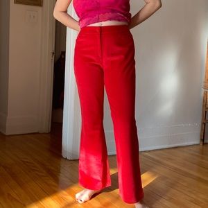 Escada Red Corduroy High Waisted Flared Pants W32